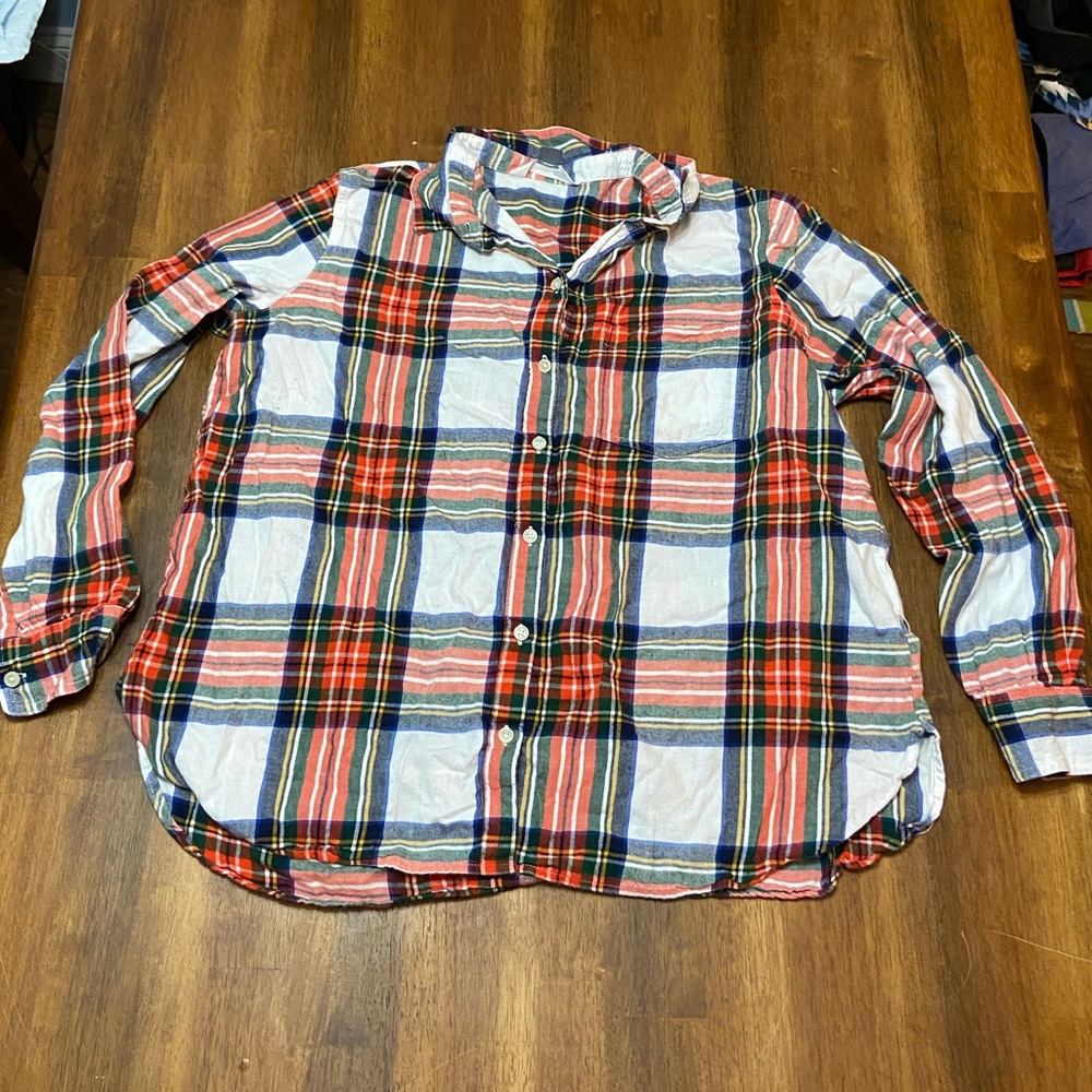 Old Navy Flannel Shirt White/Red, XL